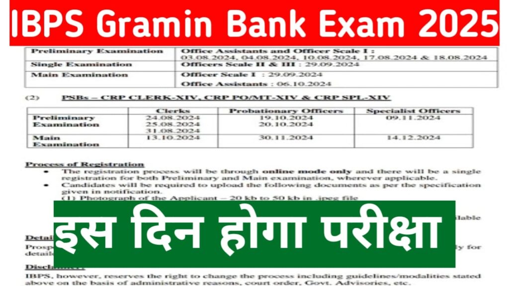 RRB Gramin Bank Bharti 2025 Ka Exam Date