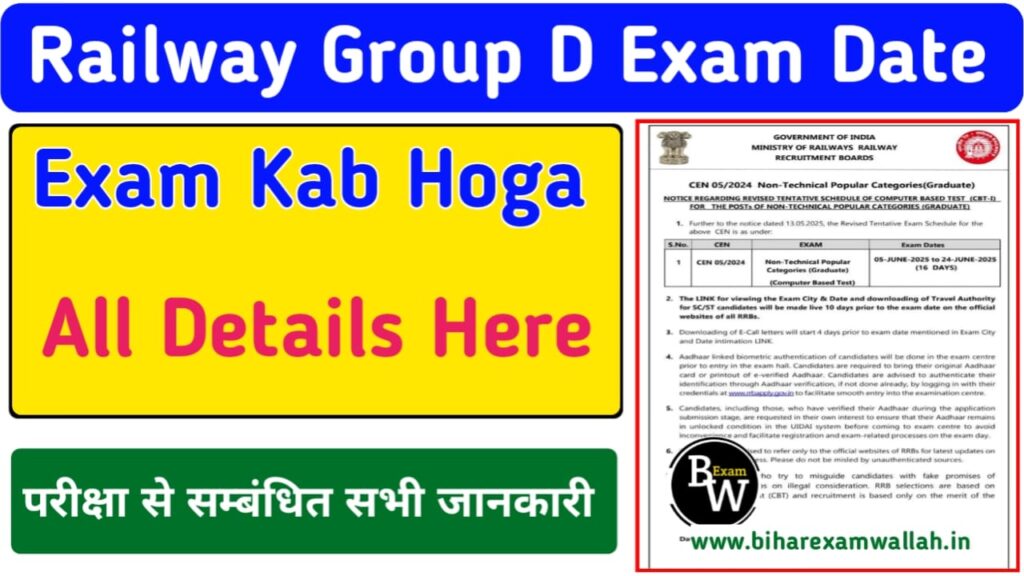 Railway Group D 2025 Exam Kab Hoga