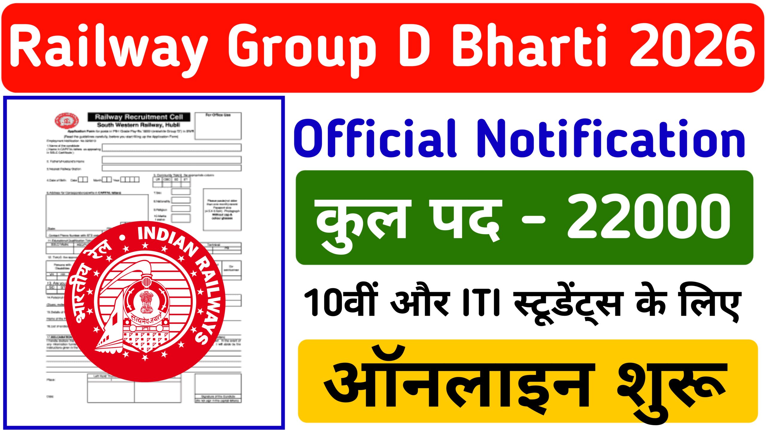 RRB Group D Recruitment 2026 Apply Online